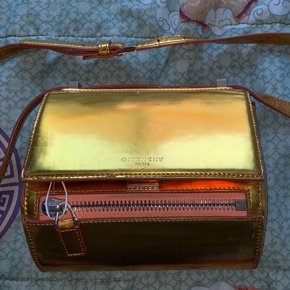 Givenchy Handbags - Givenchy Gold Pandora Crossbody Bag